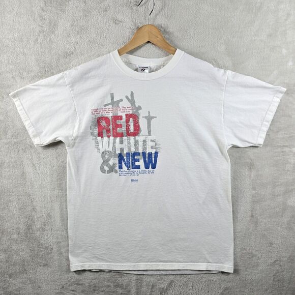 Kerusso Christian Jesus Crucifixion T Shirt Sz Large Red White New Y2k Vtg - Picture 2 of 7